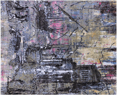 Wool & Silk Modern Central Park Design Handmade Rug - Manhattan Rugs