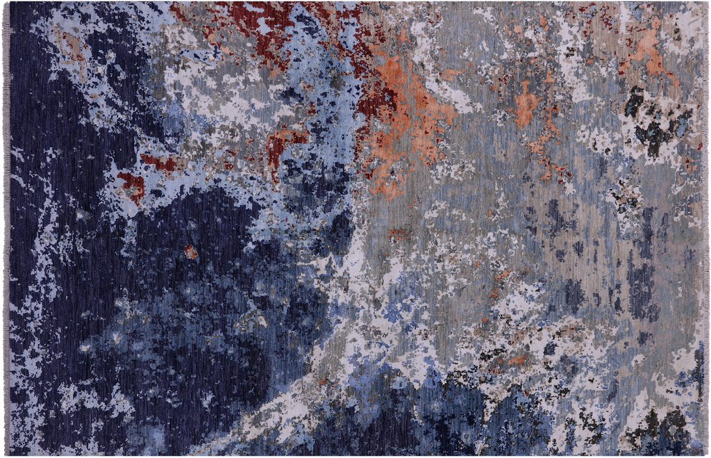 SUPER SALE 6' 1" X 9' 3" Handmade Modern Wool & Silk Rug - Q8887
