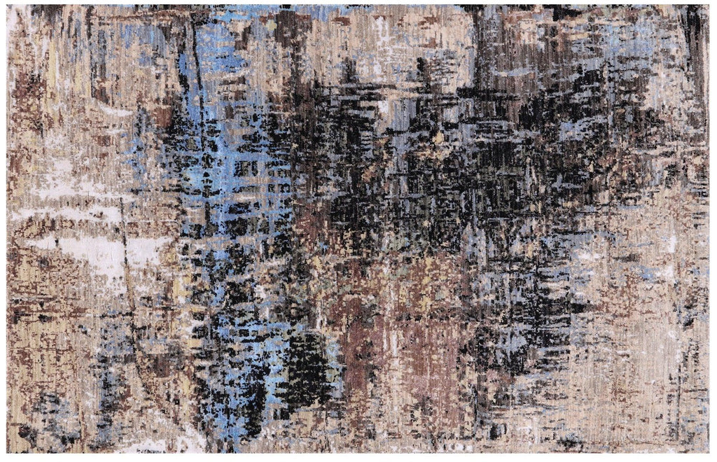 Wool & Silk Abstract Handmade Rug - Manhattan Rugs