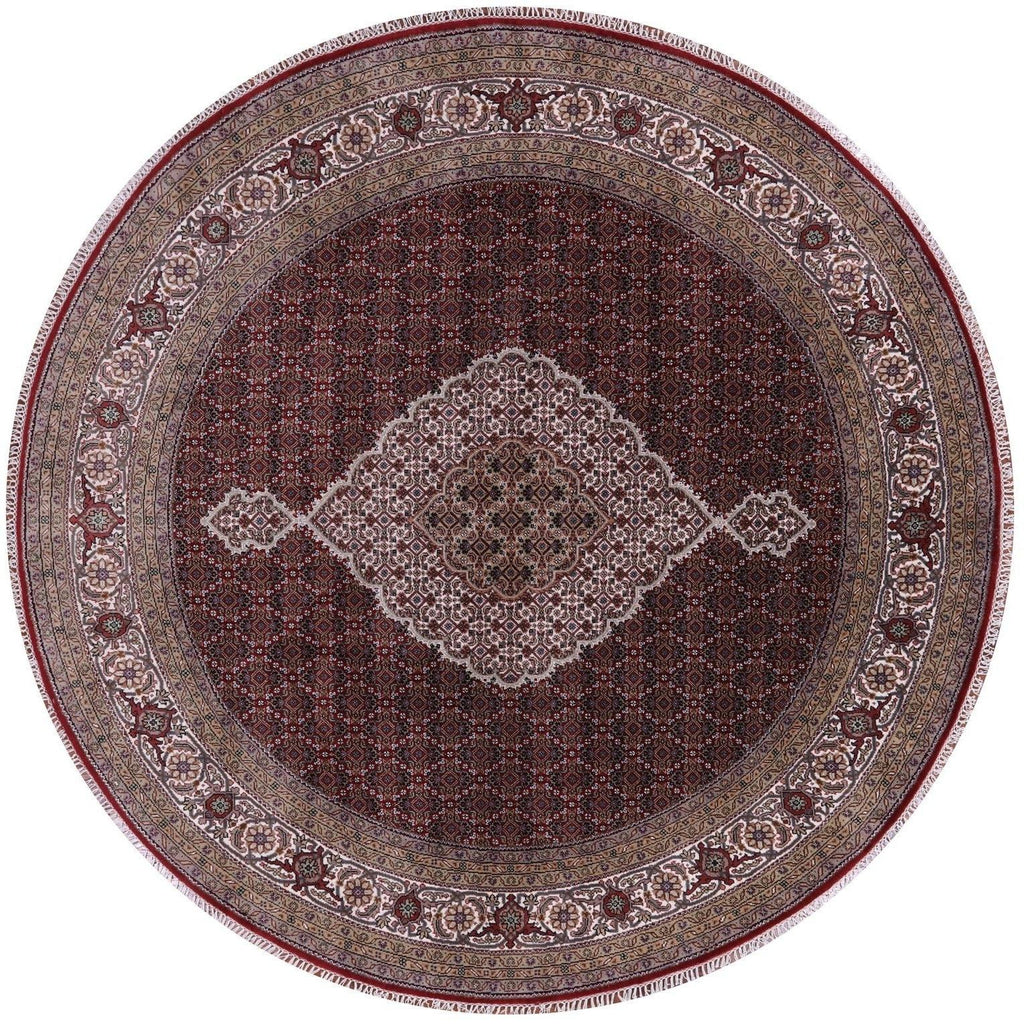 Round Wool & Silk Persian Tabriz Hand Knotted Rug - Manhattan Rugs