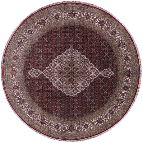 Round Wool & Silk Persian Tabriz Hand Knotted Rug - Manhattan Rugs
