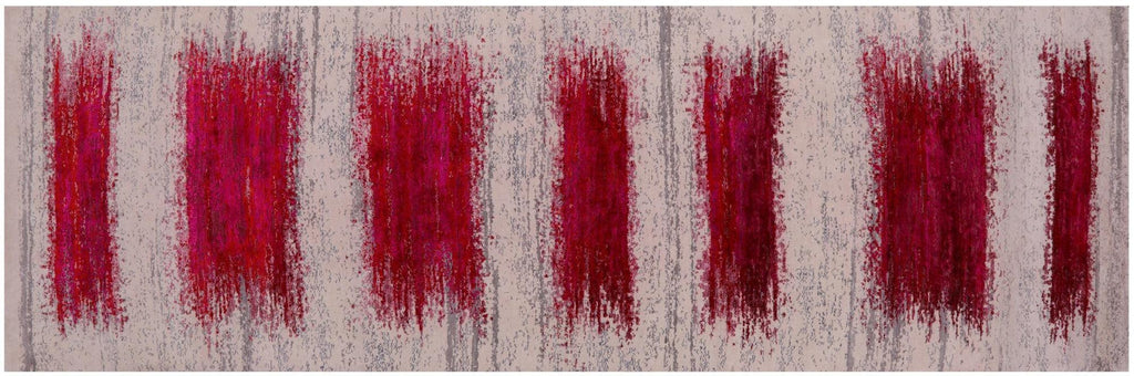 Hand-Knotted Wool & Silk Modern Runner Rug - Manhattan Rugs