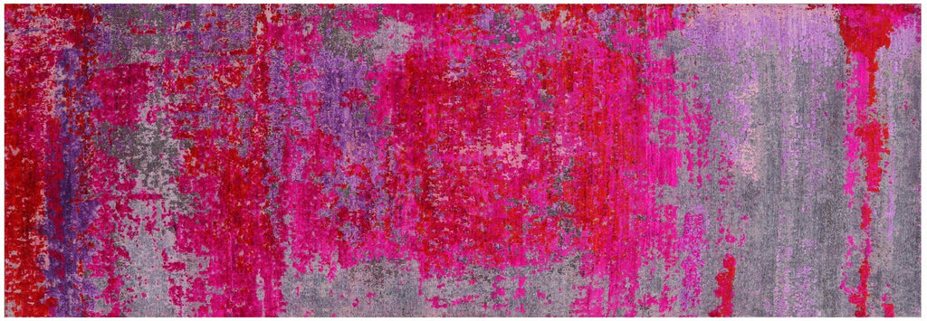 Abstract Handmade Wool & Silk Runner Rug - Manhattan Rugs