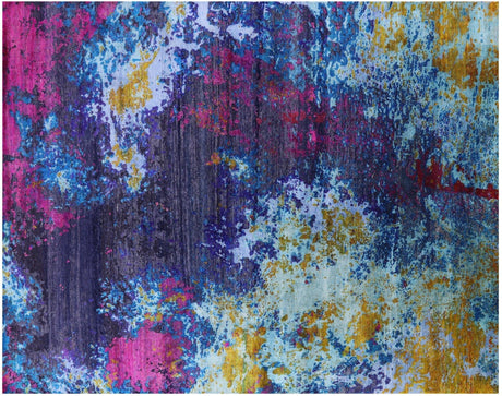 Wool & Silk Abstract Hand Knotted Rug - Manhattan Rugs