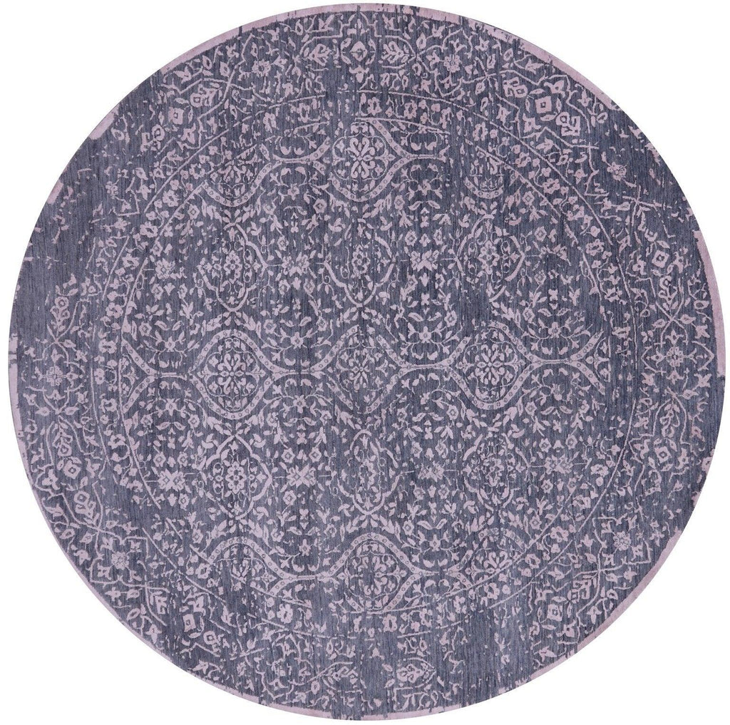 Round Hand Knotted Persian Wool & Silk Rug - Manhattan Rugs