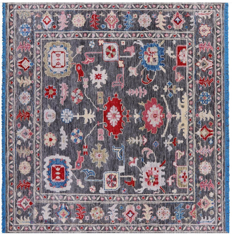 Square Hand-Knotted Turkish Oushak Wool Rug - Manhattan Rugs