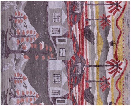 Village Design Hand-Knotted Wool & Silk Moroccan Rug - Manhattan Rugs