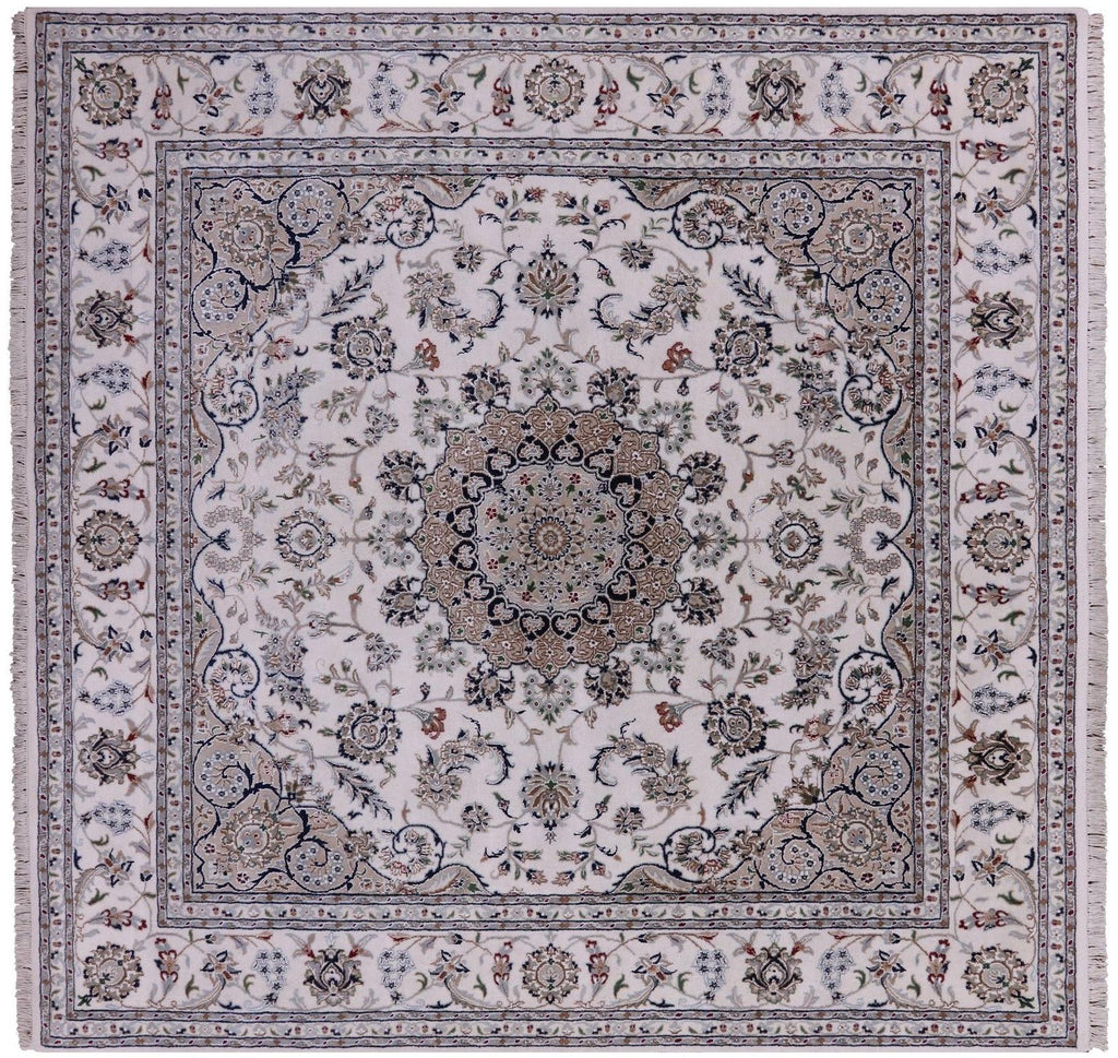 Square Wool & Silk Persian Nain Handmade Rug - Manhattan Rugs