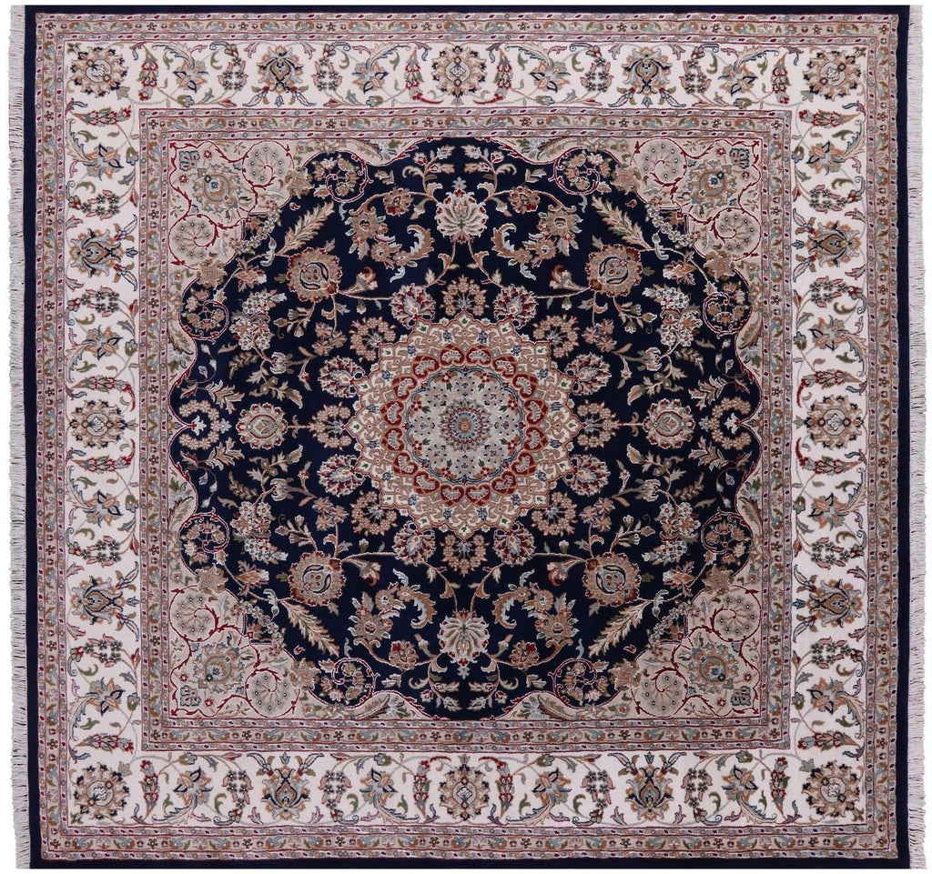 Square Persian Nain Hand Knotted Wool & Silk Rug - Manhattan Rugs