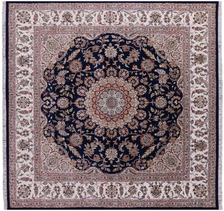 Square Persian Nain Hand Knotted Wool & Silk Rug - Manhattan Rugs