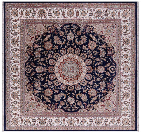 Square Persian Nain Handmade Wool & Silk Rug - Manhattan Rugs