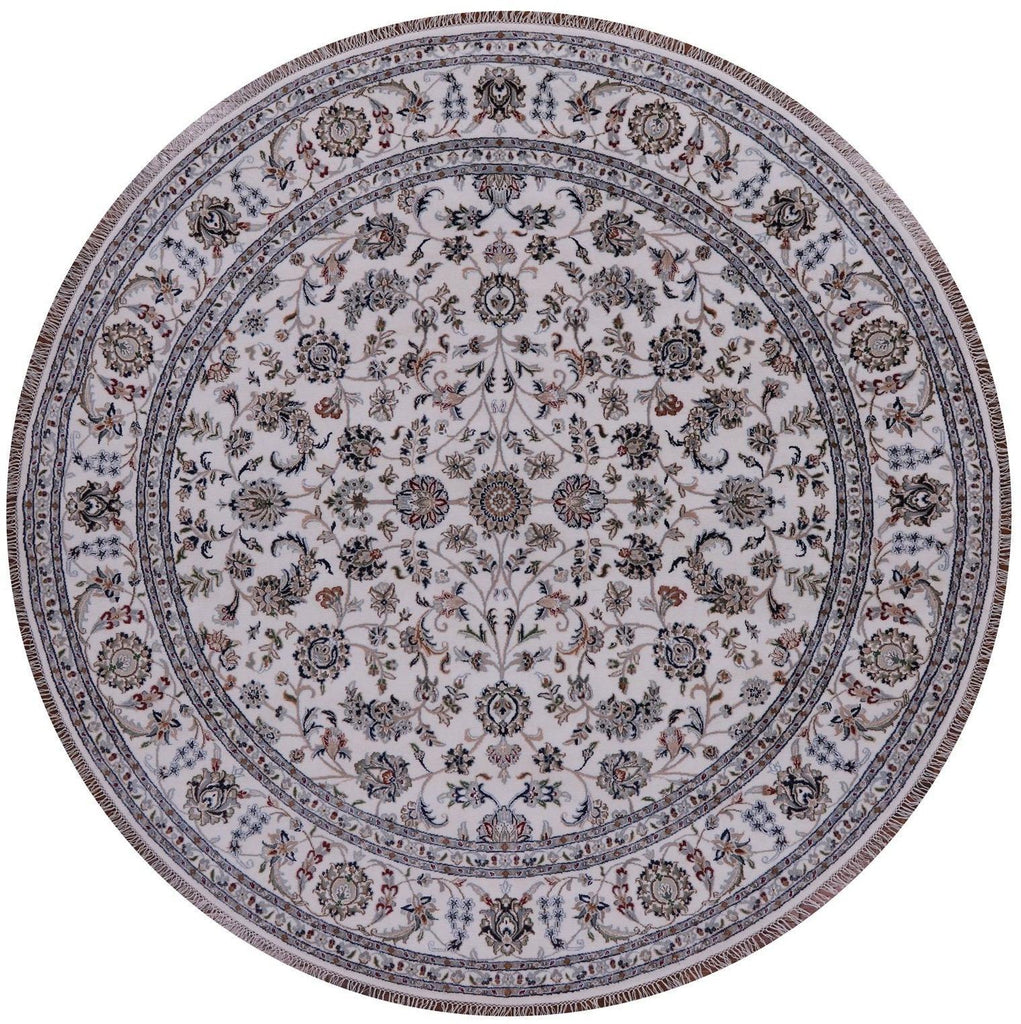 Round Persian Nain Hand-Knotted Wool & Silk Rug - Manhattan Rugs