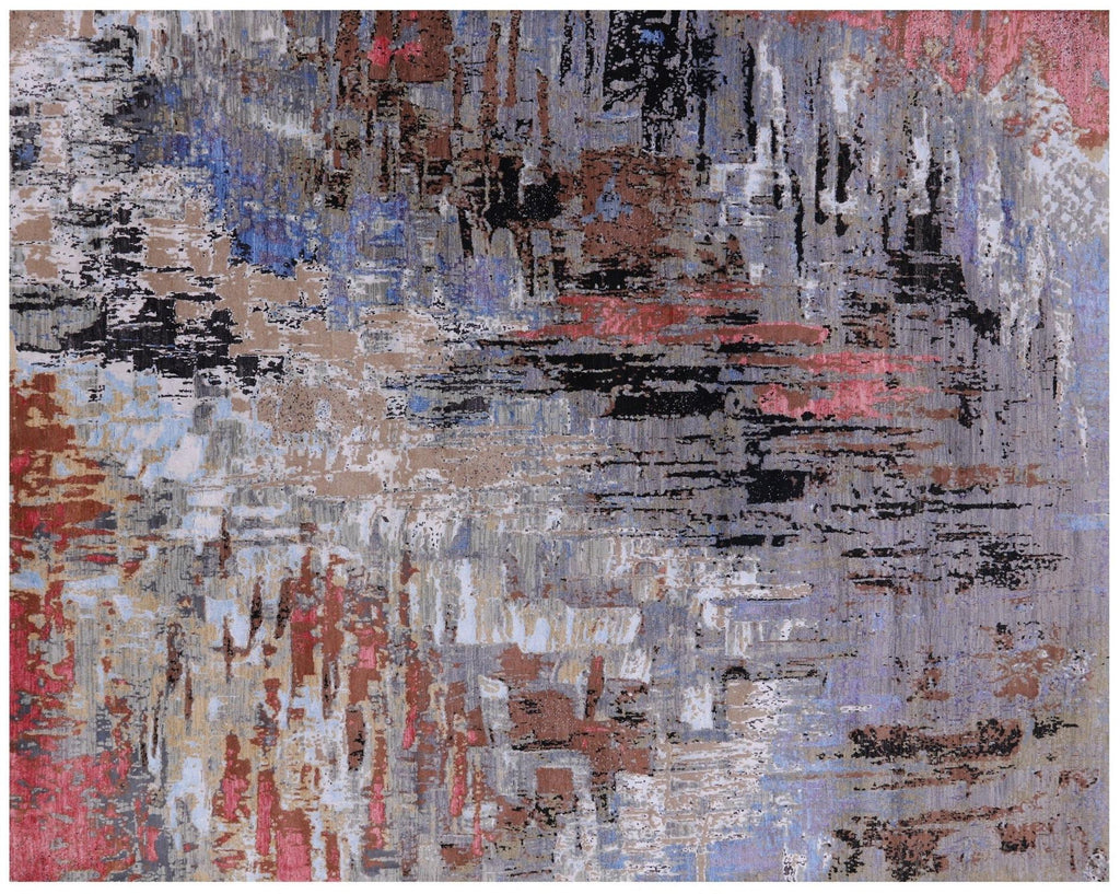 Wool & Silk Hand-Knotted Abstract Rug - Manhattan Rugs