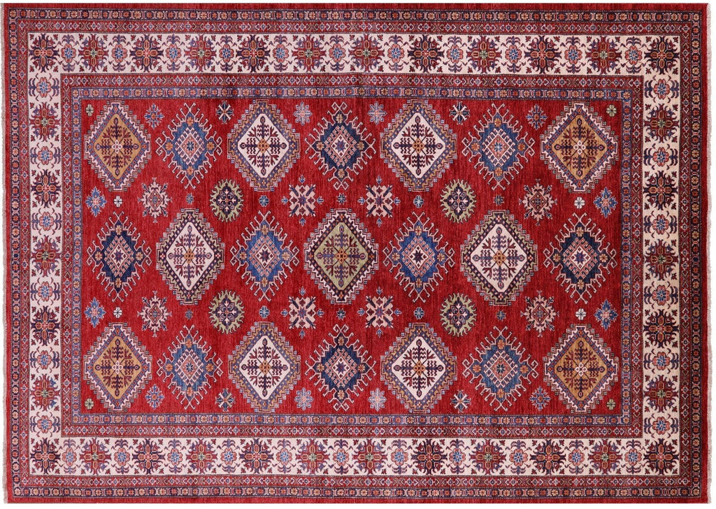 Super Kazak Geometric Hand Knotted Wool Rug - Manhattan Rugs