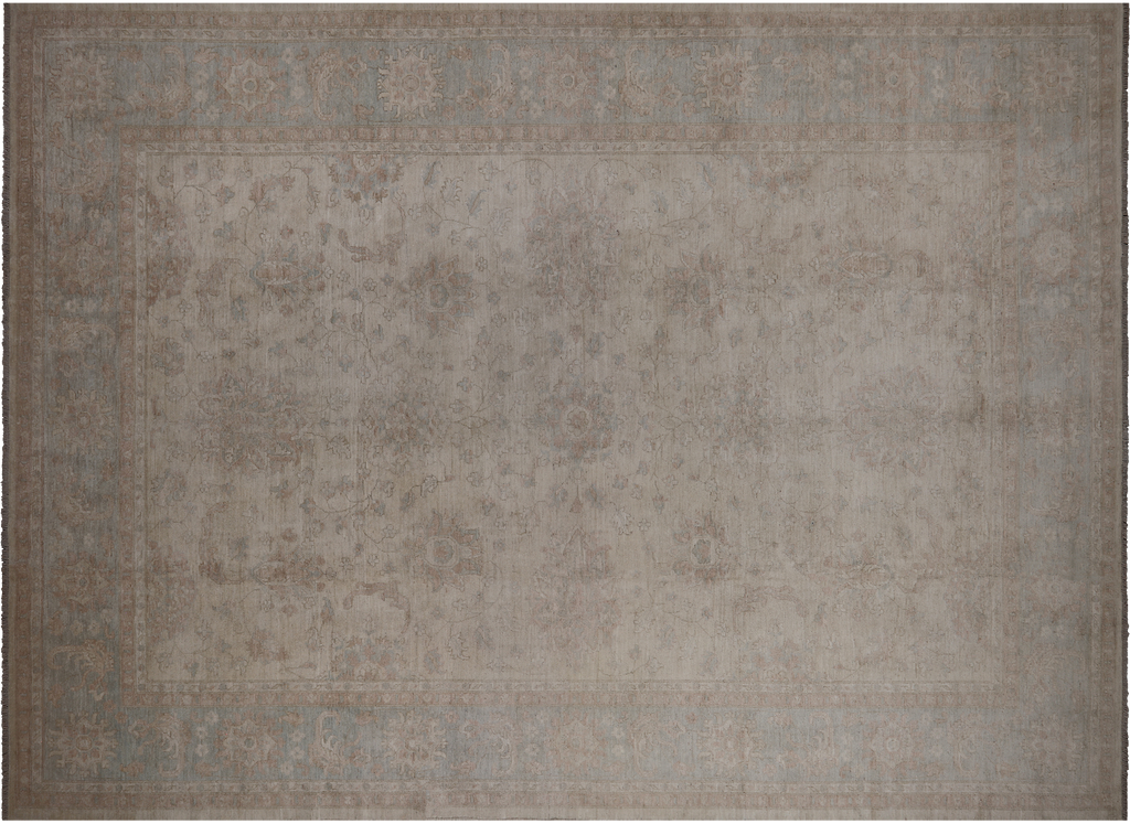 Ivory 10' 0" X 13' 8" Washed Out Turkish Oushak Handmade Rug - Q9533