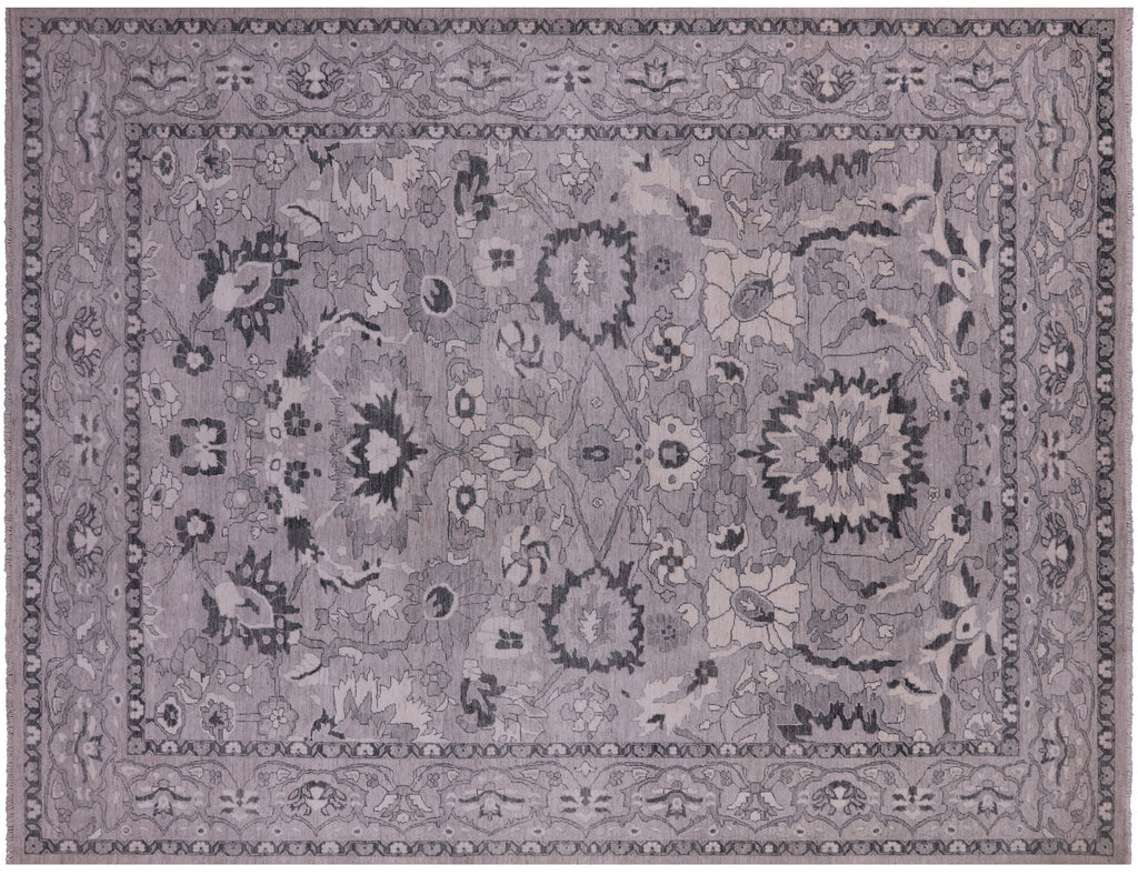 Grey Handmade Turkish Oushak Wool Rug 9' 4" X 11' 11" - Q9535
