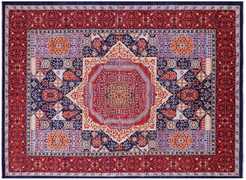 Hand-Knotted Mamluk Geometric Wool Rug - Manhattan Rugs