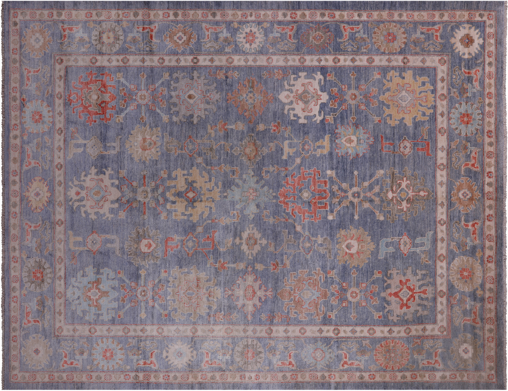Grey 9' 0" X 11' 8" Handmade Turkish Oushak Wool Rug - Q9567