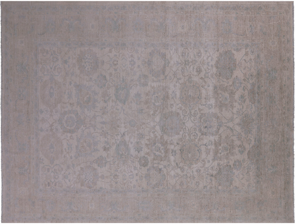 Ivory 8' 9" X 11' 8" Washed Out Turkish Oushak Hand Knotted Wool Rug - Q9602