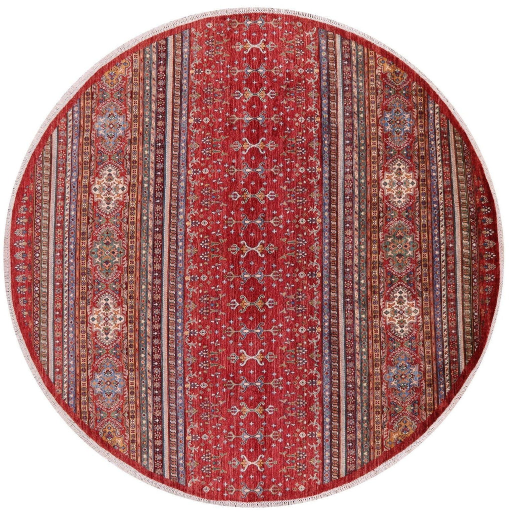 Round Super Kazak Khorjin Hand Knotted Wool Rug - Manhattan Rugs