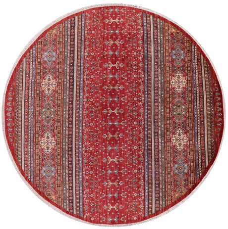 Round Super Kazak Khorjin Hand Knotted Wool Rug - Manhattan Rugs