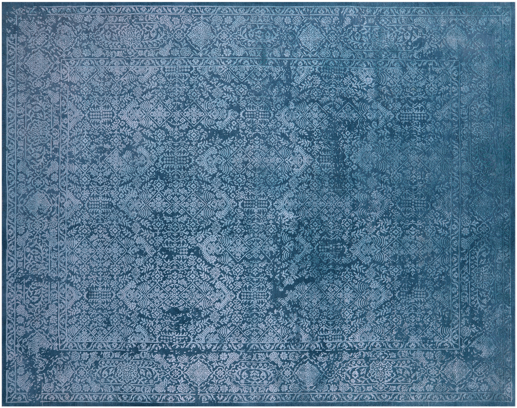 Overdyed Full Pile Hand-Knotted Wool & Silk Rug - Manhattan Rugs
