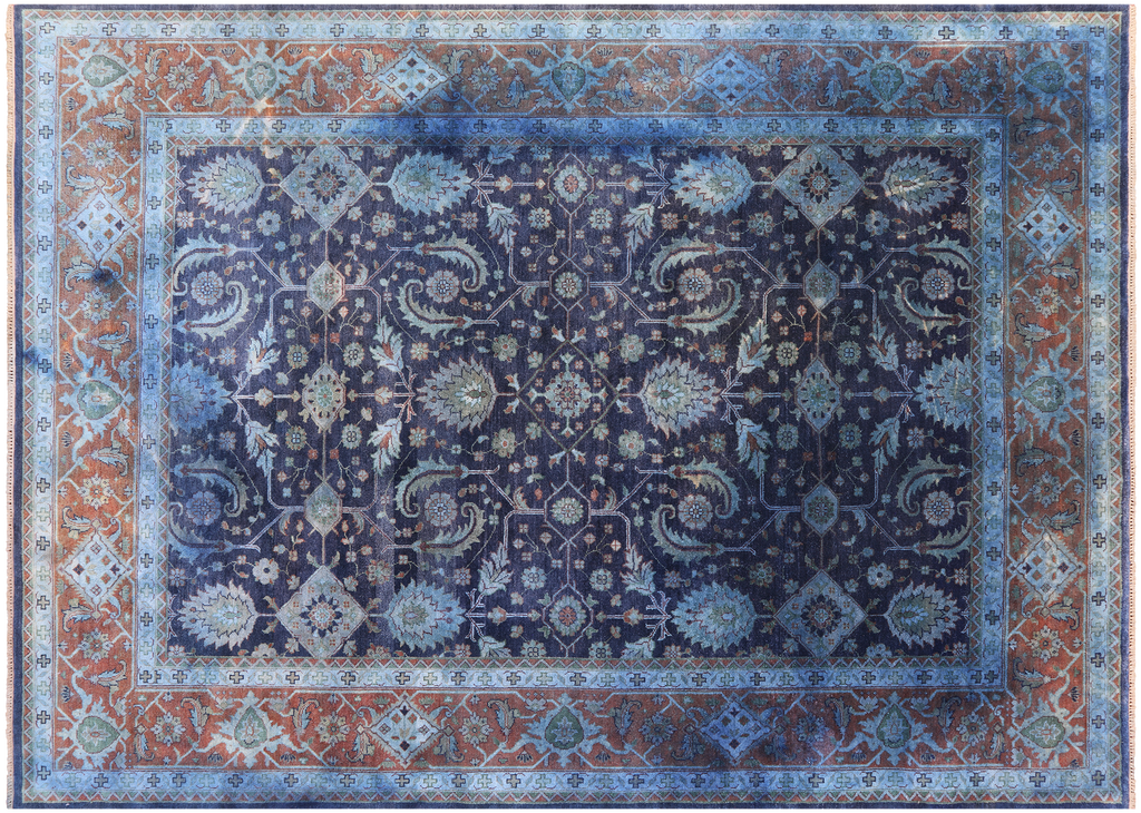 Blue Heriz Overdyed Full Pile Handmade Wool Rug - Manhattan Rugs