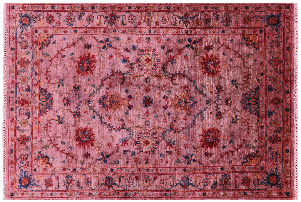 Pink Full Pile Overdyed Tabriz Hand Knotted Wool Rug - Manhattan Rugs