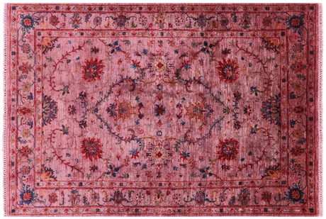 Pink Full Pile Overdyed Tabriz Hand Knotted Wool Rug - Manhattan Rugs