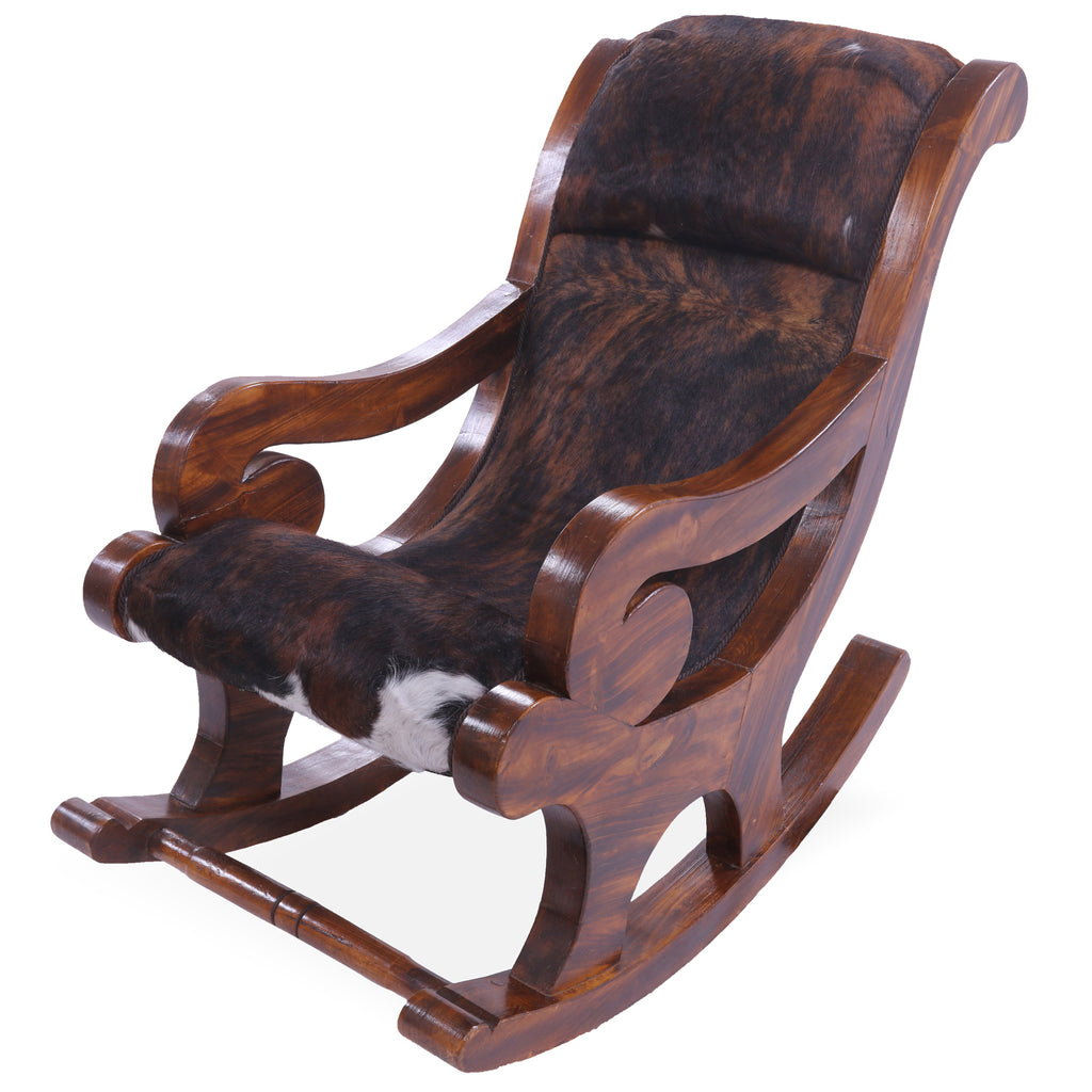 Hair-On Cowhide Wooden Rocking Chair - RC101-FC