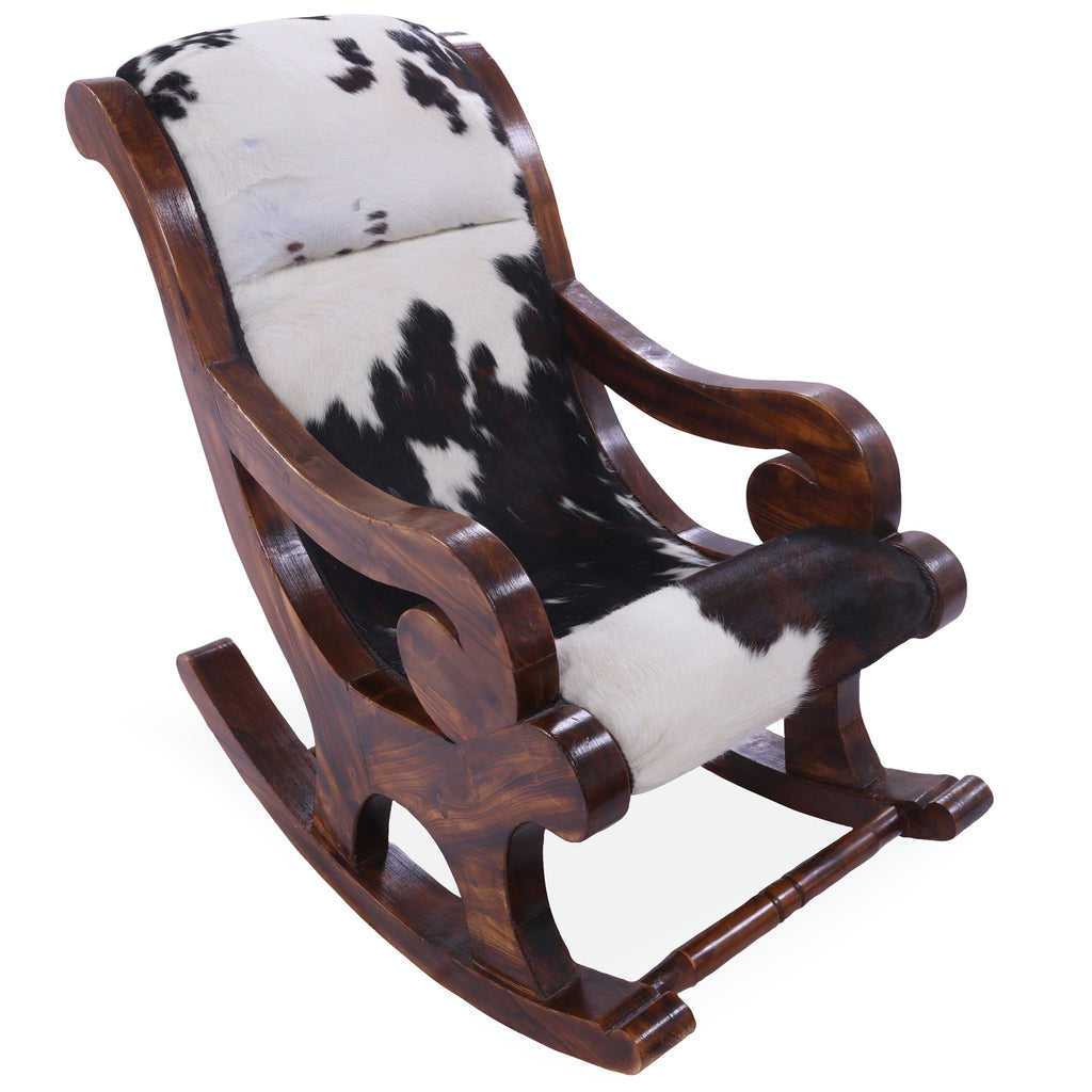 Hair-On Cowhide Wooden Handcrafted Rocking Chair - RC105-FC