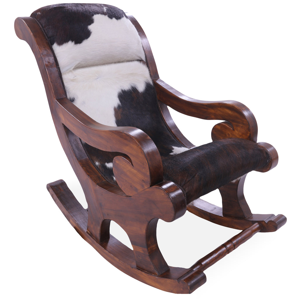 Hair-On Cowhide Wooden Handcrafted Rocking Chair - RC117-FC