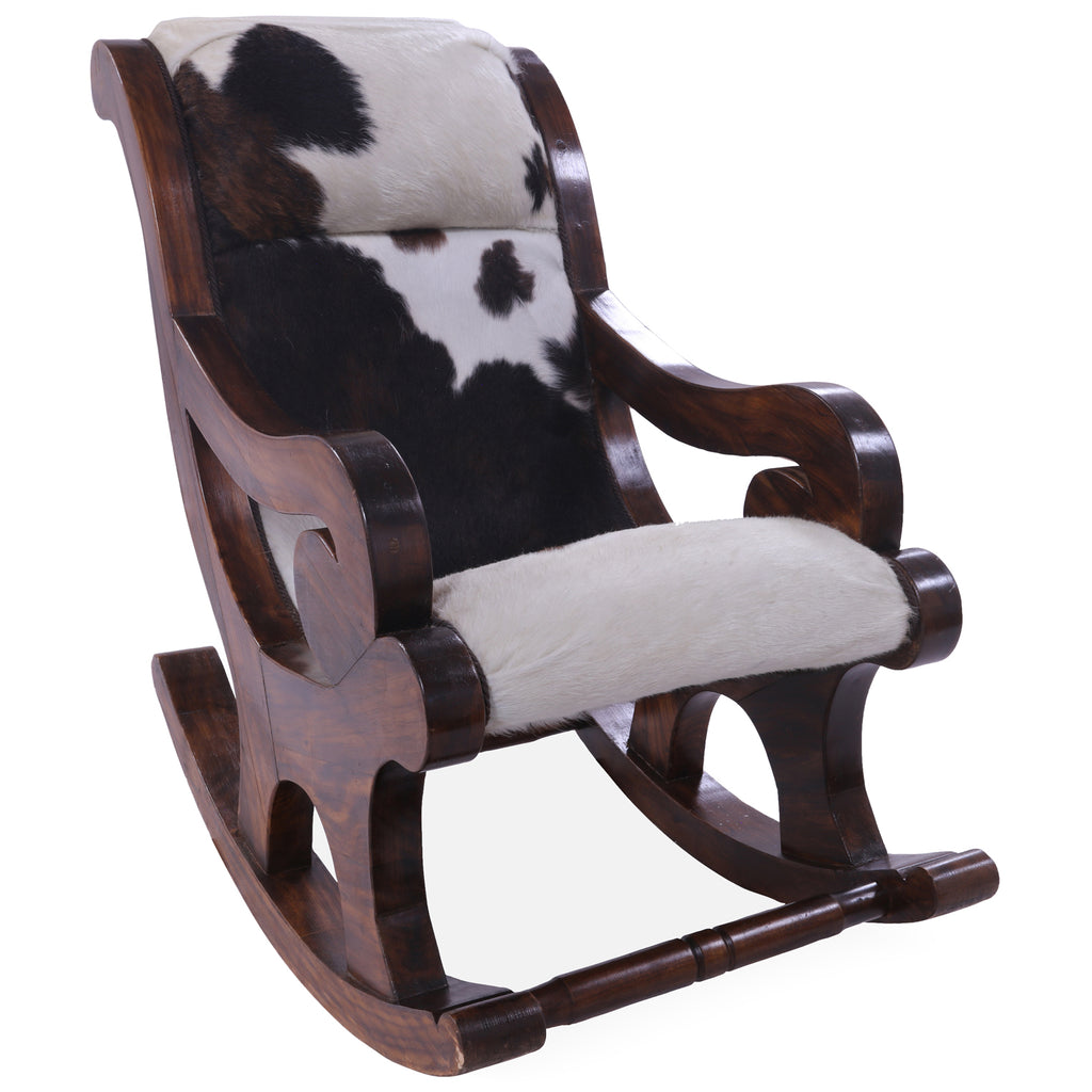Hair-On Cowhide Wooden Handcrafted Rocking Chair - RC118-FC