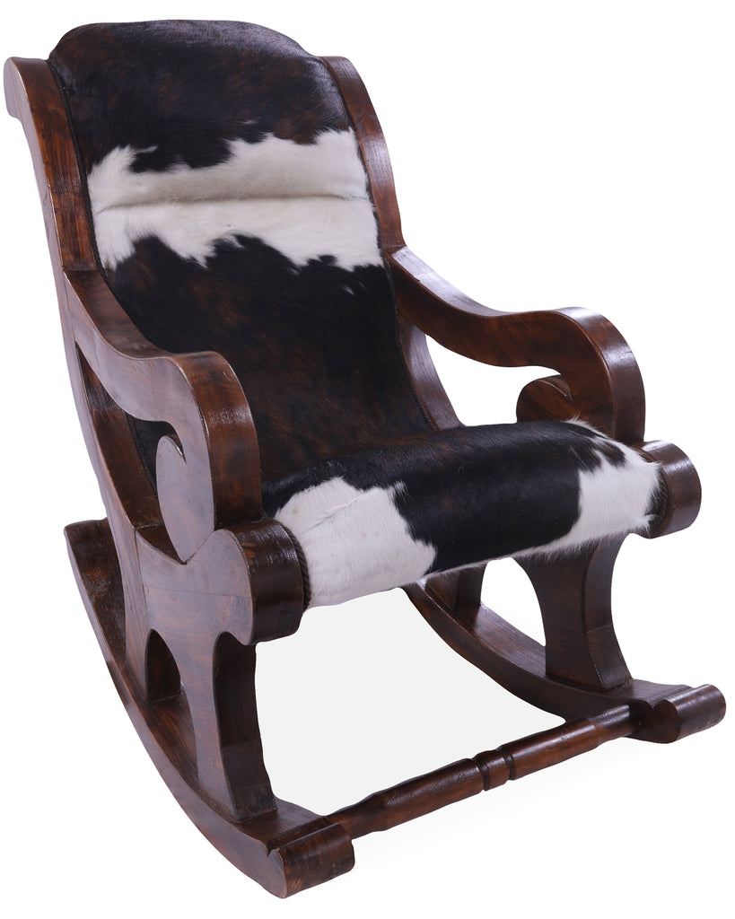 Hair-On Cowhide Wooden Handcrafted Rocking Chair - RC123-FC