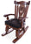 Wooden Rocking Chair Handcarved Back Sunflower Removable Hair-On Cowhide Pillow - RC131-CP