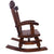 Wooden Rocking Chair Handcarved Back Sunflower Removable Hair-On Cowhide Pillow - RC131-CP
