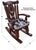 Wooden Rocking Chair Handcarved Back Sunflower Removable Hair-On Cowhide Pillow - RC136-CP