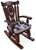 Wooden Rocking Chair Handcarved Back Sunflower Removable Hair-On Cowhide Pillow - RC136-CP