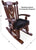 Wooden Rocking Chair Handcarved Back Sunflower Removable Hair-On Cowhide Pillow - RC137-CP
