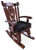 Wooden Rocking Chair Handcarved Back Sunflower Removable Hair-On Cowhide Pillow - RC137-CP