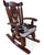 Wooden Rocking Chair Handcarved Back Sunflower Removable Hair-On Cowhide Pillow - RC139-CP