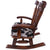 Wooden Rocking Chair Handcarved Back Sunflower Removable Hair-On Cowhide Pillow - RC139-CP