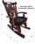 Wooden Rocking Chair Handcarved Back Sunflower Removable Hair-On Cowhide Pillow - RC140-CP