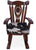Wooden Rocking Chair Handcarved Back Sunflower Removable Hair-On Cowhide Pillow - RC141-CP