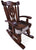 Wooden Rocking Chair Handcarved Back Sunflower Removable Hair-On Cowhide Pillow - RC142-CP