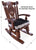 Wooden Rocking Chair Handcarved Back Sunflower Removable Hair-On Cowhide Pillow - RC143-CP