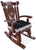Wooden Rocking Chair Handcarved Back Sunflower Removable Hair-On Cowhide Pillow - RC143-CP