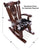 Wooden Rocking Chair Handcarved Back Sunflower Removable Hair-On Cowhide Pillow - RC145-CP
