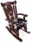 Wooden Rocking Chair Handcarved Back Sunflower Removable Hair-On Cowhide Pillow - RC145-CP