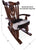 Wooden Rocking Chair Handcarved Back Sunflower Removable Hair-On Cowhide Pillow - RC146-CP